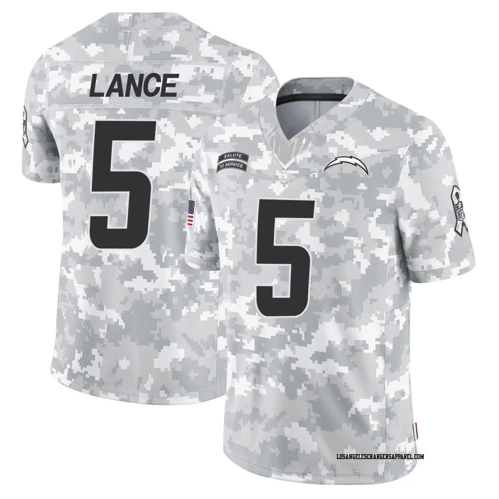 Limited Arctic Camo Men's Trey Lance Los Angeles Chargers 2024 Salute to Service Jersey