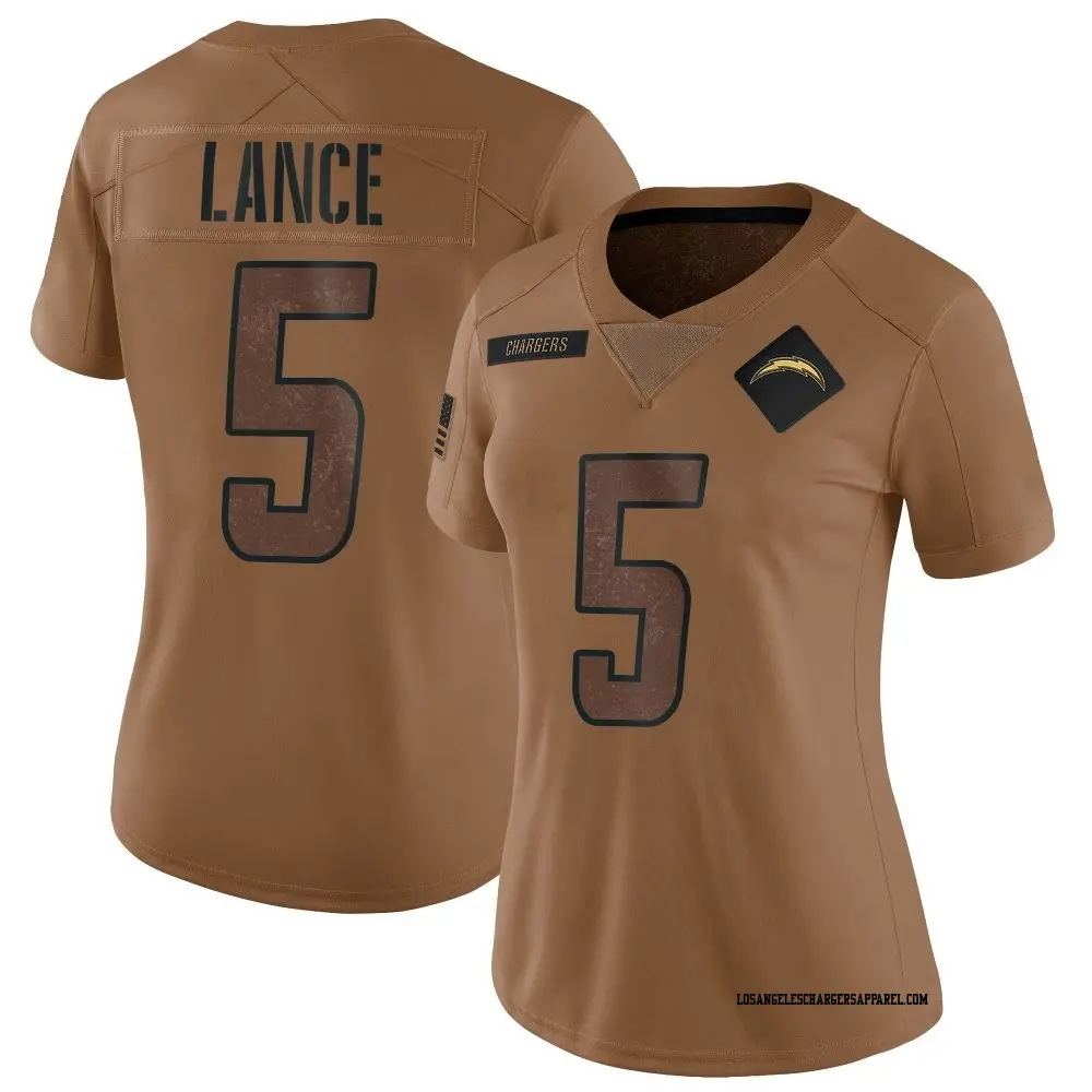 Limited Brown Women's Trey Lance Los Angeles Chargers 2023 Salute To Service Jersey