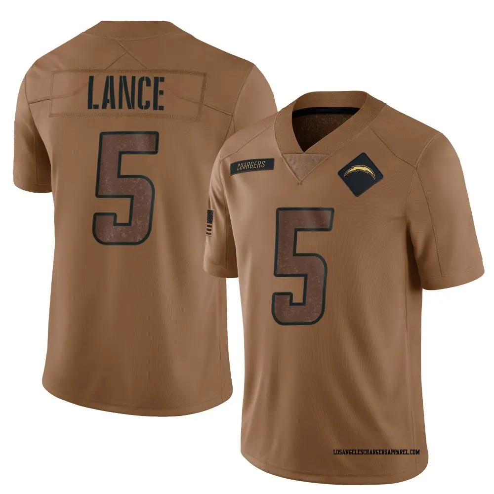 Limited Brown Youth Trey Lance Los Angeles Chargers 2023 Salute To Service Jersey